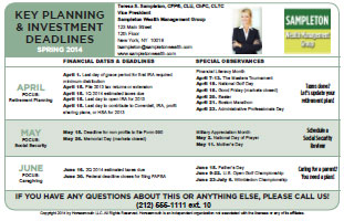 Key Deadlines Spring Postcard