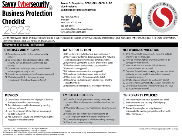 Savvy Cybersecurity Protection Checklist