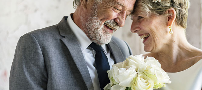 Senior couple getting married