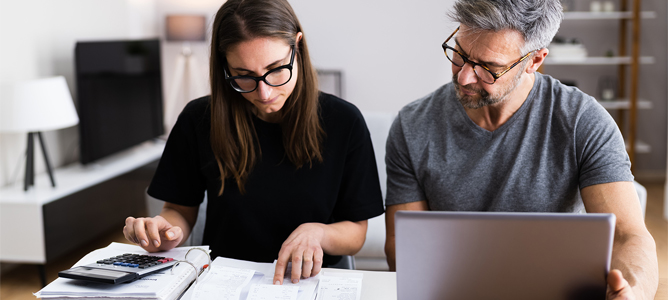 Couple reviewing documents