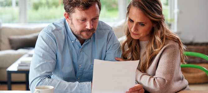 Couple reviewing documents