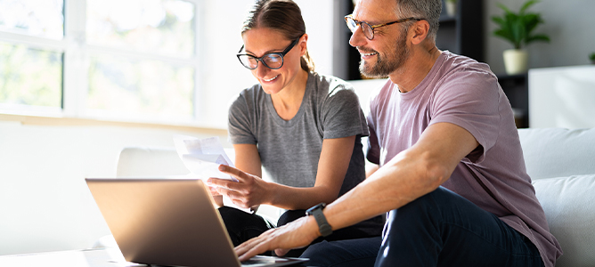 Couple reviewing documents