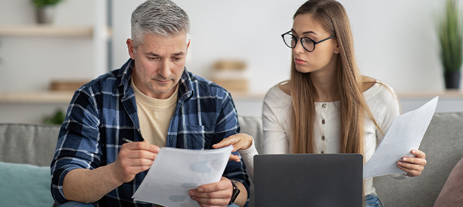 Couple reviewing documents