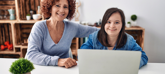 Mother with disabled adult daughter