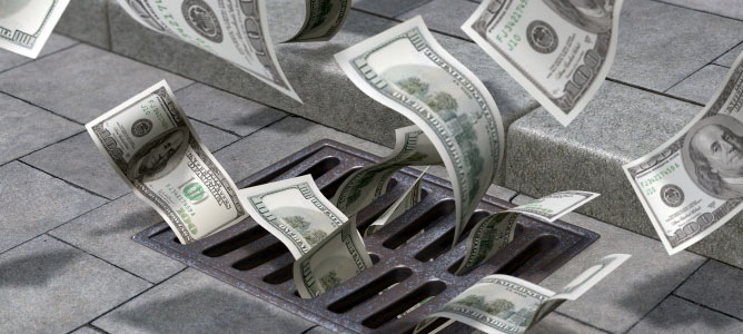 Money flowing down the drain