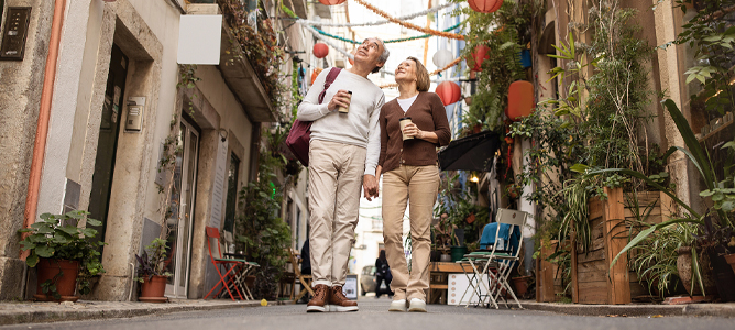 Mature American couple living abroad