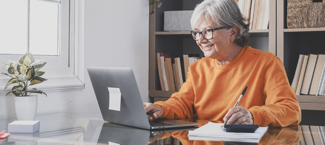 Senior woman reviewing documents