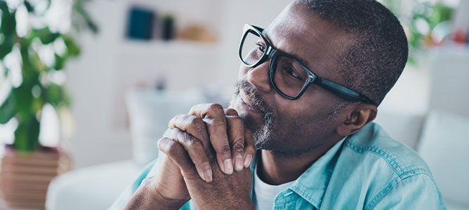 Pensive middle-aged man