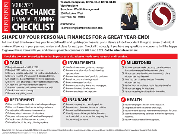 Last Chance Finacial Planning Checklist Sample