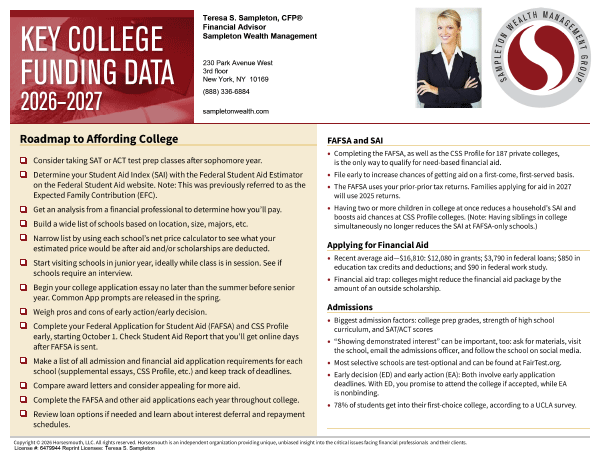 Key College Funding Card Sample