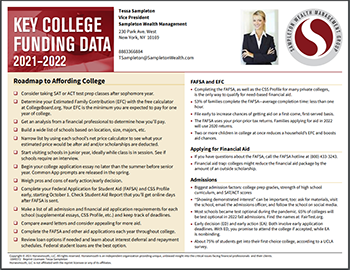 Key College Funding Card Sample