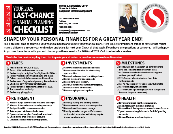 Last-Chance Finacial Planning Checklist Sample