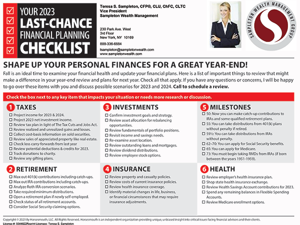 Last Chance Finacial Planning Checklist Sample