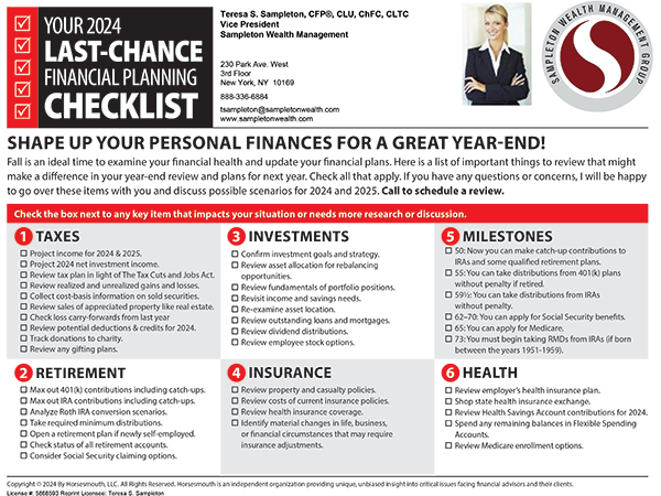 Last Chance Finacial Planning Checklist Sample