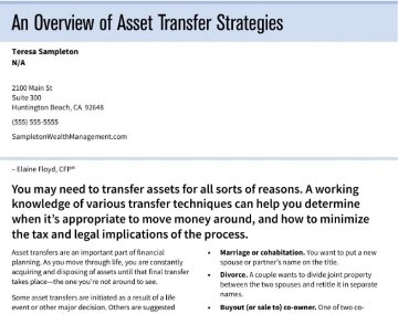 An Overview of Asset Transfer Strategies