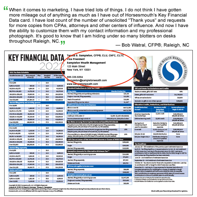 Key Financial Data Card