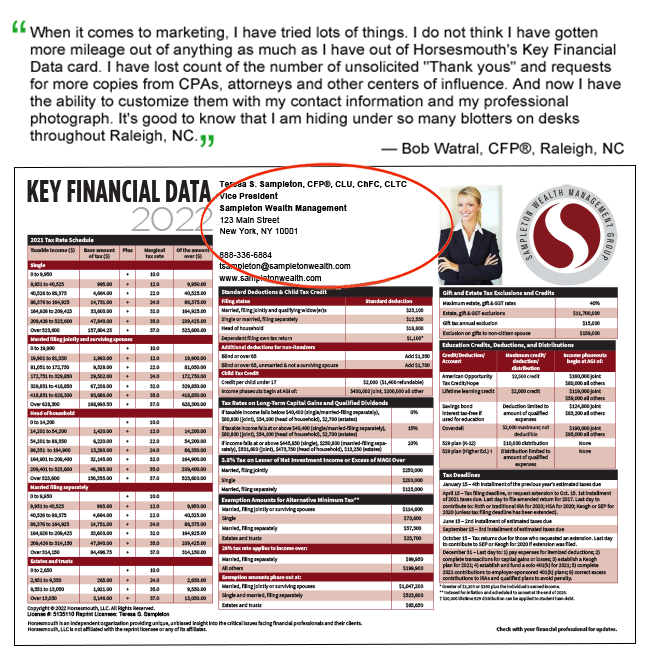 Key Financial Data Card