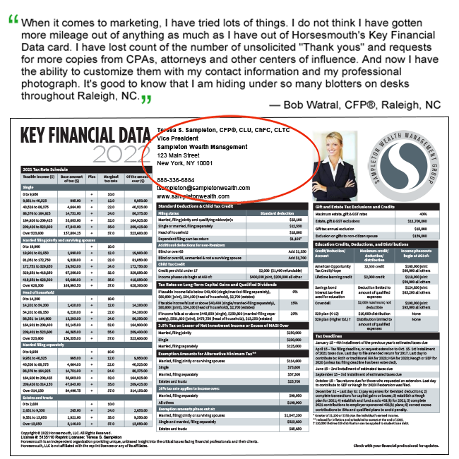 Key Financial Data Card