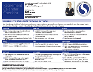 Retirement Calendar Checklist