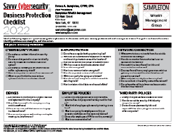 Savvy Cybersecurity Business Protection Checklist